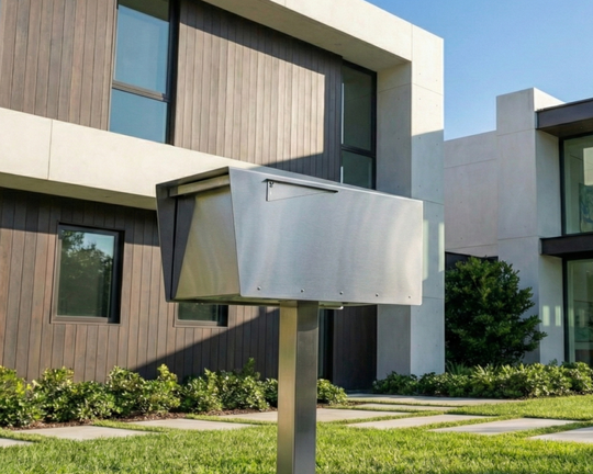 Anthony Engravable - Stainless Steel Post Mounted Mailbox by Vsons Design