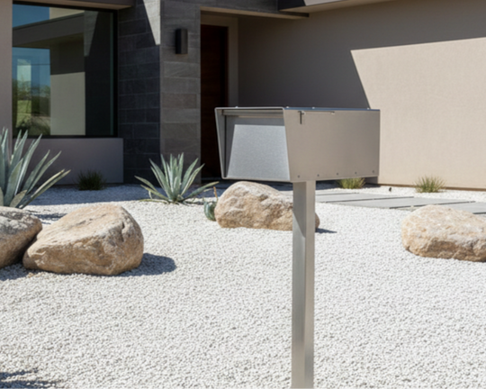 Anthony Engravable - Stainless Steel Post Mounted Mailbox by Vsons Design - alternate view