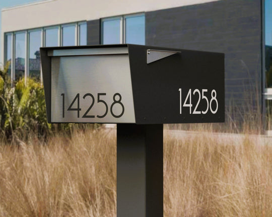 Jeremy - Wide Aluminum Modern Post Mounted Mailbox by Vsons Design#color_black
