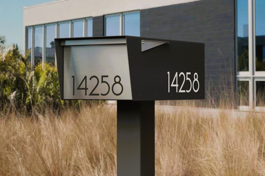 Jeremy - Wide Aluminum Modern Post Mounted Mailbox by Vsons Design#color_black