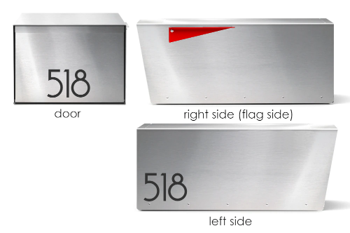 Jeremy - Wide Stainless steel modern post mounted mailbox engravable