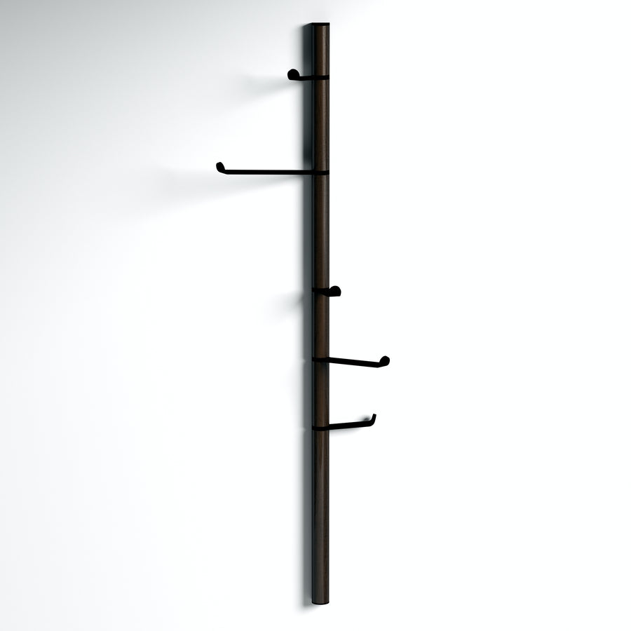 Tree of life - black ash modern wall mounted vertical coat rack