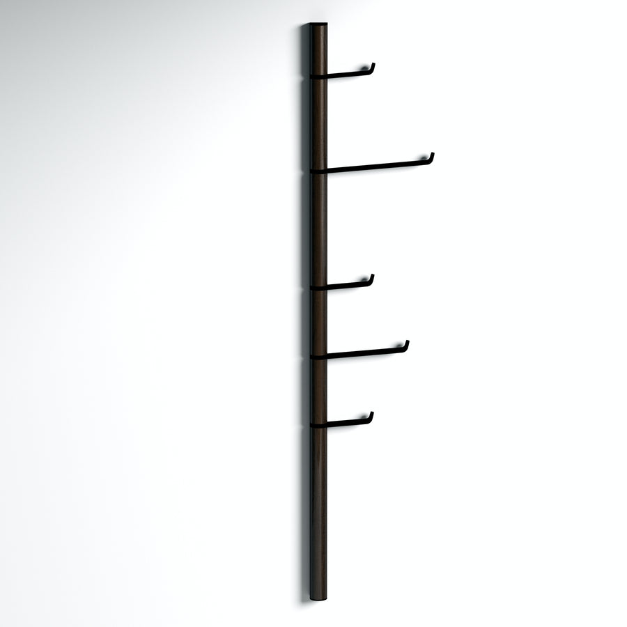 Tree of life - black ash modern wall mounted vertical coat rack