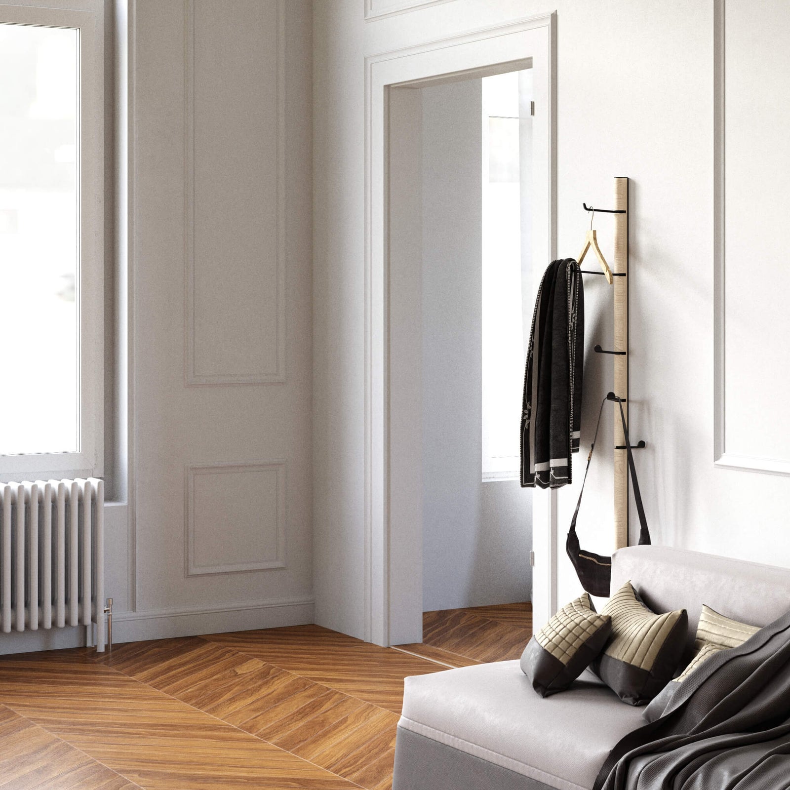 Tree of life - maple modern wall mounted vertical coat rack