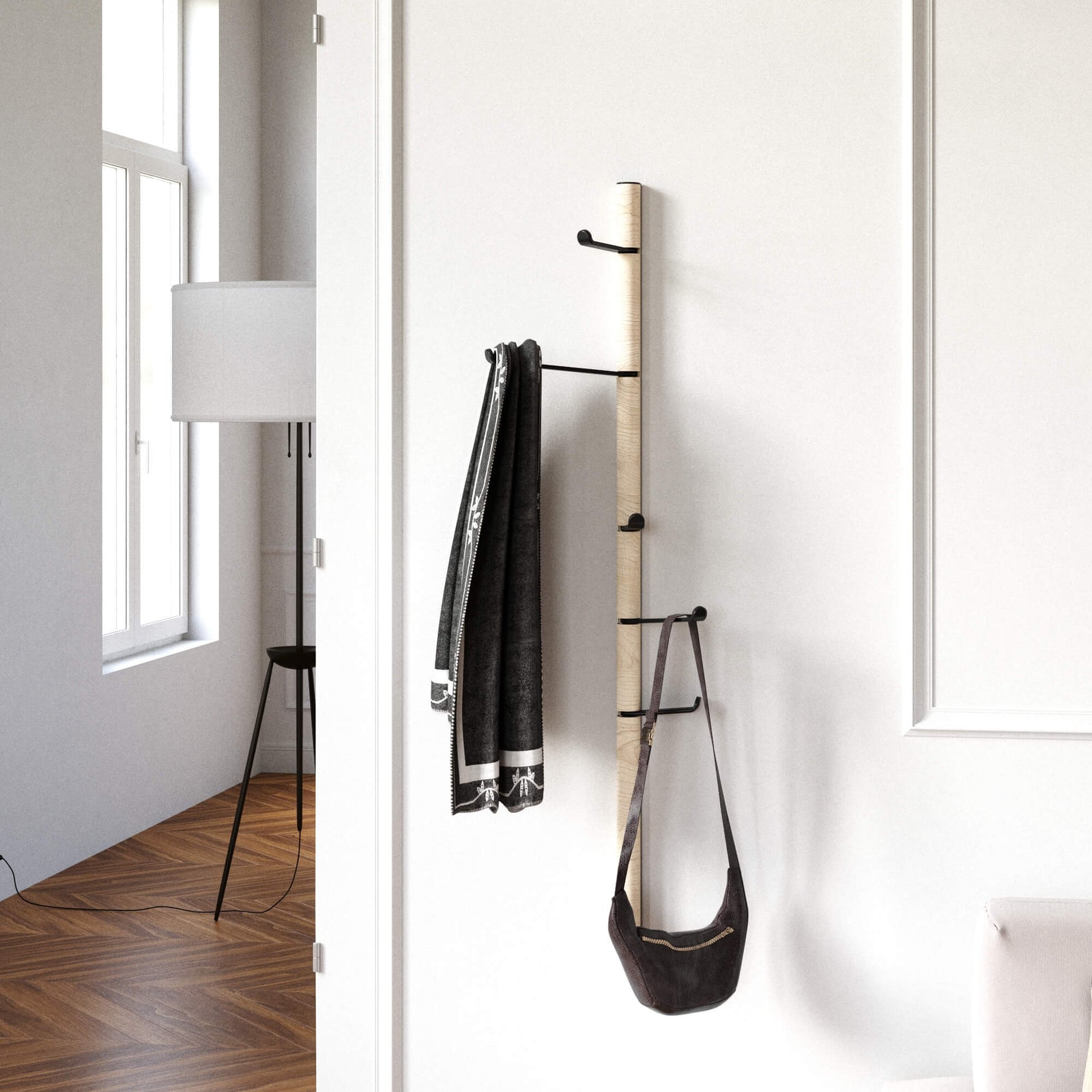 Tree of life - maple modern wall mounted vertical coat rack